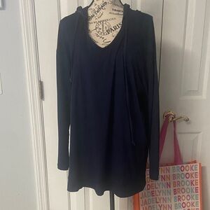 LuLaRoe Navy V-Neck Hooded Tunic